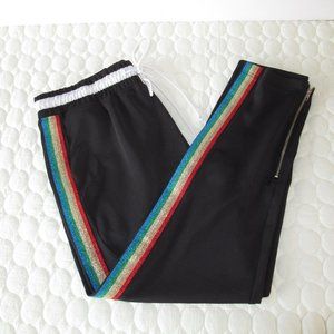 Fashion Nova Women's Rainbow Stripe Sweat Pants